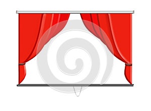 Beautiful white screen with red curtains photo
