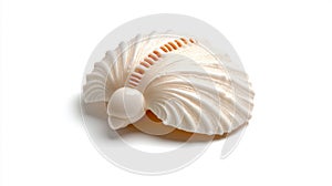 Beautiful White Shell with Intricate Details Isolated on White Background photo