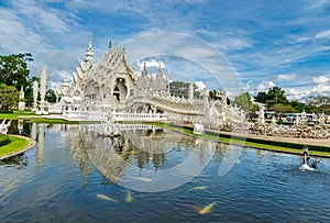 White temple, Wat Rongkhum, in chiangrai, the northern Thailand photo