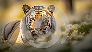 Beautiful White Tiger Looking at Camera - Generative Ai