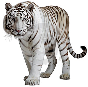 A beautiful White Tiger Specimen isolated on white background with png file (with transparent background) attached