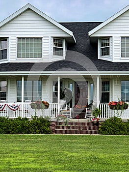 Beautiful white two-story American house