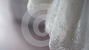 Beautiful white wedding dress detail.