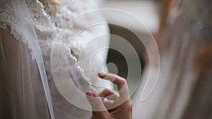 Beautiful white wedding dress detail.