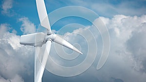 Beautiful white windmill on blue sky background