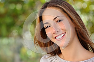 Beautiful white woman smile dental care concept photo