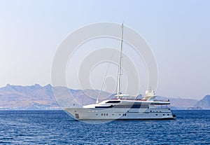 Beautiful white yacht on the sea