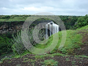 Beautiful Waterfall Wide angle Landscape  in the Forest