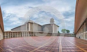 Beautiful wide angle view of Istiqlal Mosque