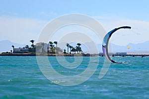 Beautiful wild beach. Sea view, blue lagoon, Red Sea, Egypt, Hurghada.Exploring Egypt, coastal south side, uninhabited islands.