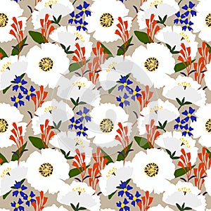 Beautiful wild flower seamless pattern in vintage tone
