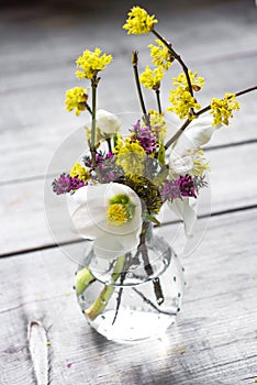 Beautiful wild flowers bouquet in vase