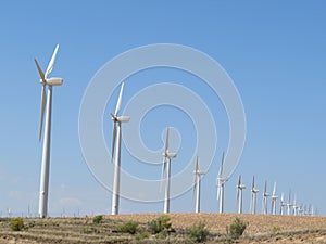 Beautiful wind turbines ready to convert the air the energy