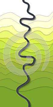Beautiful Winding Road on a Mountain Slope. Mountain serpentine top view