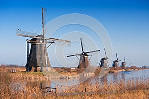 Beautiful windmill landscape at kinderdijk