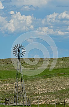 Beautiful windmill in Nebraska on a nice day