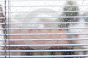 Beautiful window glass with drops background