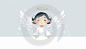 Beautiful winter angel with copy space