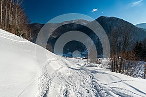 Beautiful winter day near Vysna Revuca village in Slovakia