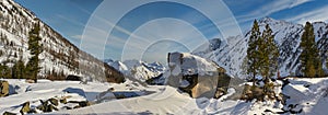 Beautiful winter landscape, Altai mountains, Siberia, Russia.