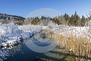 Beautiful winter landscape, fuschlsee, austria