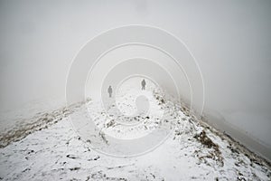 Beautiful Winter landscape image around Mam Tor countryside in P photo