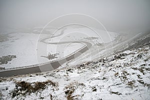 Beautiful Winter landscape image around Mam Tor countryside in P photo