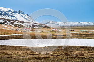 Beautiful winter landscape picture in the winter season, Iceland