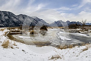 Beautiful winter landscape at Pitt Lake