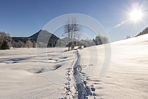 Beautiful winter landscape, salzkammergut, austria