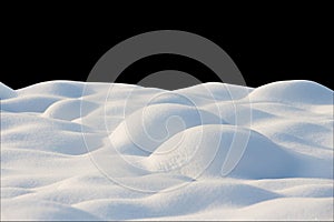 Beautiful Winter natural Snowdrift isolated on black background