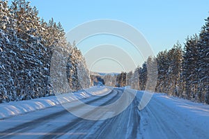 Beautiful winter road in Norrbotten