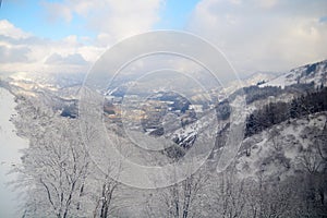 Beautiful winter scene on Cable Sky on Snow mountain at Gala Yuzawa near Tokyo, Japan