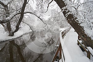 Beautiful winter scene on Yauza river