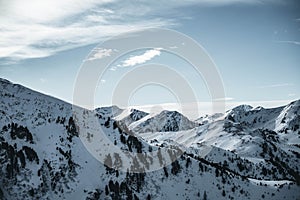 Beautiful winter scenery in Austria. Range nocky mountains in the Alps.