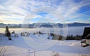 Beautiful winter scenery in Bukowina Tatrzanska