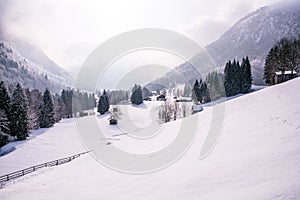 Beautiful winter scenery in the german alps at Oberstdorf, Allgaeu, Bavaria, Germany