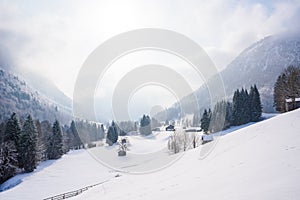 Beautiful winter scenery in the german alps at Oberstdorf, Allgaeu, Bavaria, Germany