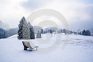 Beautiful winter scenery in the german alps at Oberstdorf, Allgaeu, Bavaria, Germany