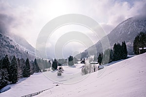 Beautiful winter scenery in the german alps at Oberstdorf, Allgaeu, Bavaria, Germany