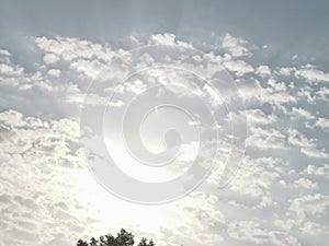 Beautiful Winter Sky of Kuwait Covered in Cotton Clouds .