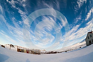 Beautiful winter snow landscape of Snaefellsnesvegur