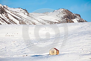 Beautiful winter snow landscape of Snaefellsnesvegur