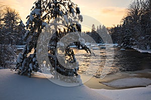 beautiful winter sunrise in Sweden