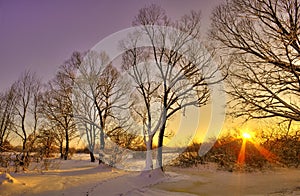 Beautiful winter sunset