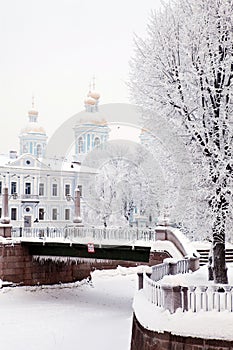 Beautiful winter view of bridge