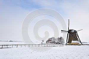 Beautiful winter windmill landscape