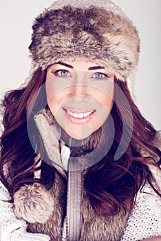 Beautiful Winter Woman In Subtle Make-up