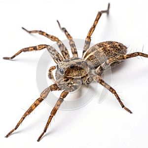 Beautiful wolf spider isolated on white background
