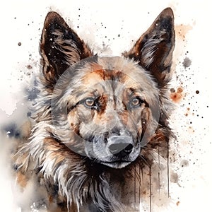 Beautiful wolf watercolor paint illustration on white background